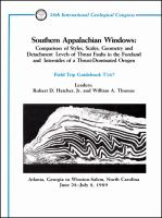 Southern Appalachian windows : comparison of styles, scales, geometry and detachment levels of thrust faults in the foreland and internides of a thrust-dominated orogen : Atlanta, Georgia to Winston-Salem, North Carolina, June 28-July 8, 1989 /