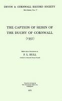 The Caption of Seisin of the Duchy of Cornwall 1377