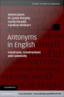 Antonyms in English : Construals, Constructions and Canonicity.