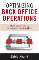 Optimizing back-office operations : best practices to maximize profitability /