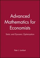 Advanced mathematics for economists : static and dynamic optimization /