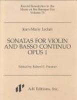Sonatas for violin and basso continuo, opus 1 /