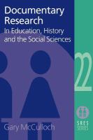 Documentary research in education, history, and the social sciences /