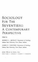 Sociology for the seventies: a contemporary perspective,