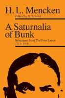 A saturnalia of bunk : selections from The free lance, 1911-1915 /