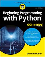 Beginning programming with Python® for dummies® /