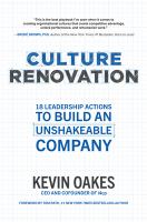 Culture renovation : 18 leadership actions to build an unshakeable company /
