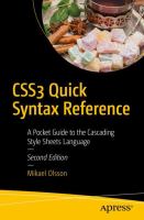 CSS3 quick syntax reference : a pocket guide to the cascading style sheets language /