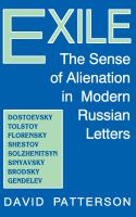 Exile The Sense of Alienation in Modern Russian Letters /