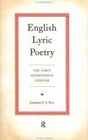 English lyric poetry : the early seventeenth century /