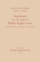 Supplement to the index of Middle English verse : Carleton Brown and Rossell Hope Robbins /