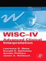 WISC-IV : advanced clinical interpretation /