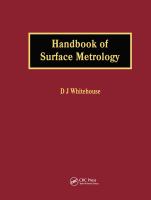 Handbook of surface metrology /