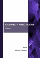 Review Journal of Political Philosophy, Volume 8.1.