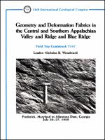 Geometry and deformation fabrics in the central and southern Appalachian Valley and Ridge and Blue Ridge : Frederick, Maryland to Allatoona Dam, Georgia, July 20-27, 1989 /